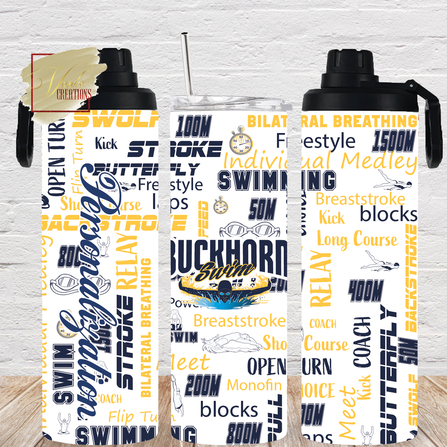 Buckhorn Swim Full Color Custom Sublimation Tumbler 20oz Skinny Duo